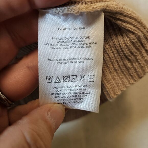 Anthropologie Knitted & Knotted Tan Beige Sweater Dress Silk Blend Medium - Picture 5 of 10